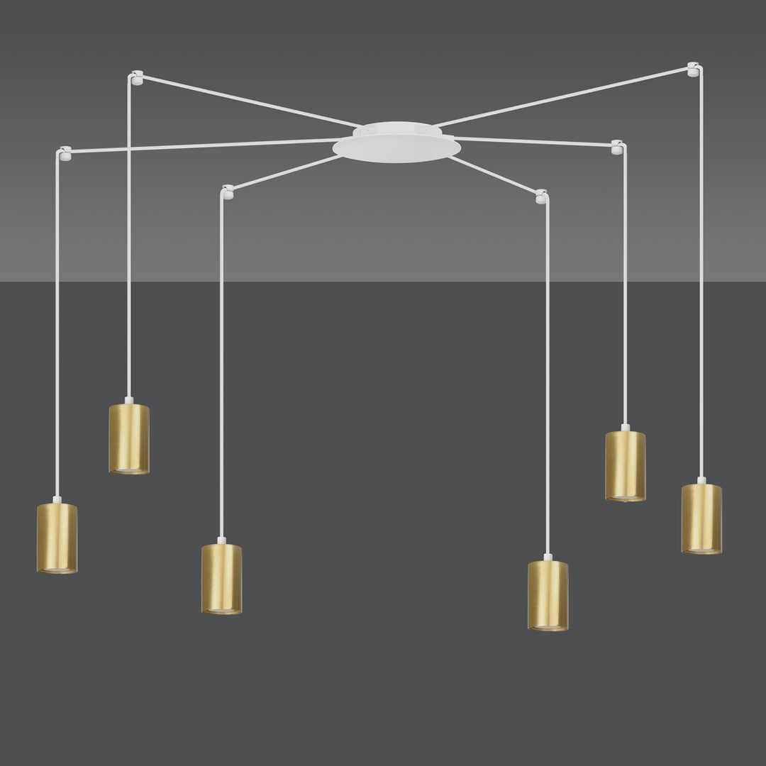 Hängeleuchte Path 6 in Weiß, Gold, 6-flammig