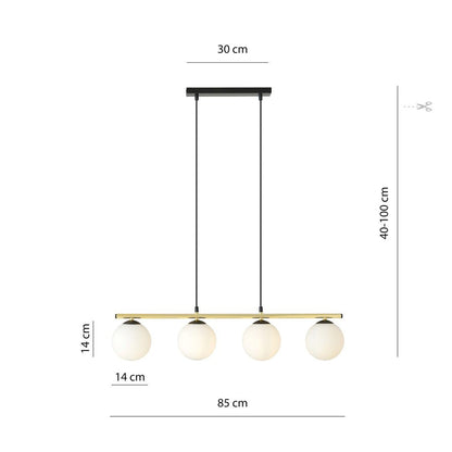 Hängeleuchte Luminis 4 in Schwarz, Gold, Weiß, 4-flammig