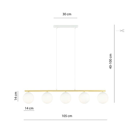 Hängeleuchte Luminis 5 in Weiß, Gold, 5-flammig