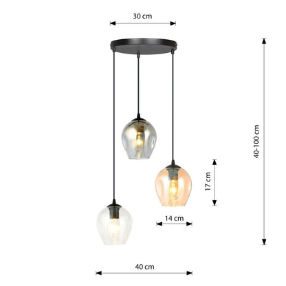 Hängeleuchte Lustre 3 Premium in Schwarz, Graphit, Bernstein, 3-flammig