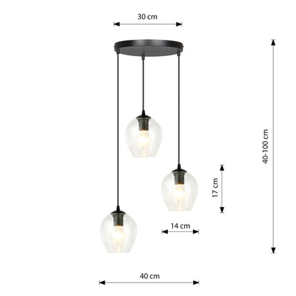 Hängeleuchte Lustre 3 Premium in Schwarz, 3-flammig