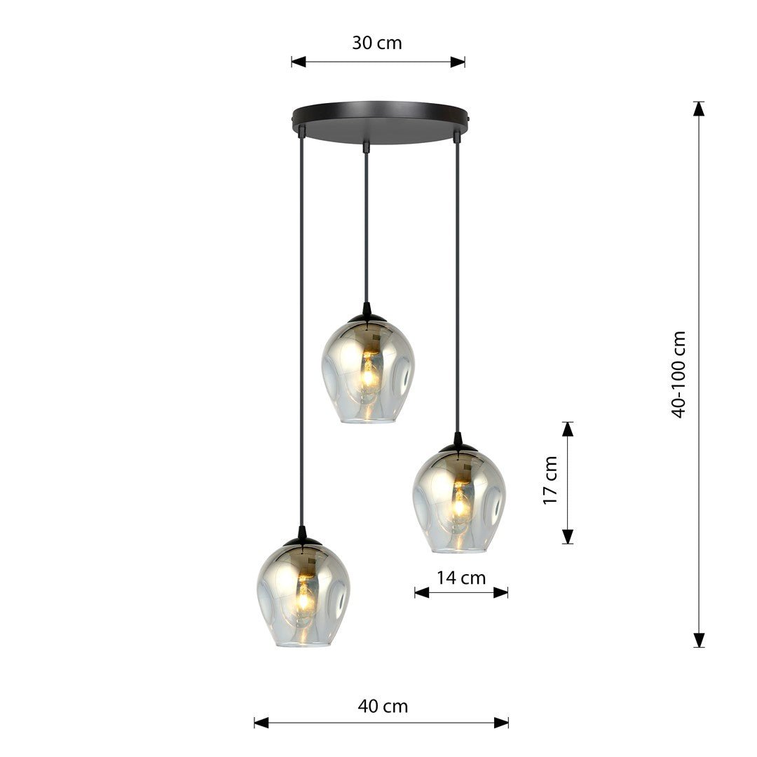 Hängeleuchte Lustre 3 Premium in Schwarz, Graphit, 3-flammig