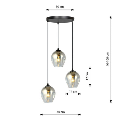 Hängeleuchte Lustre 3 Premium in Schwarz, Graphit, 3-flammig