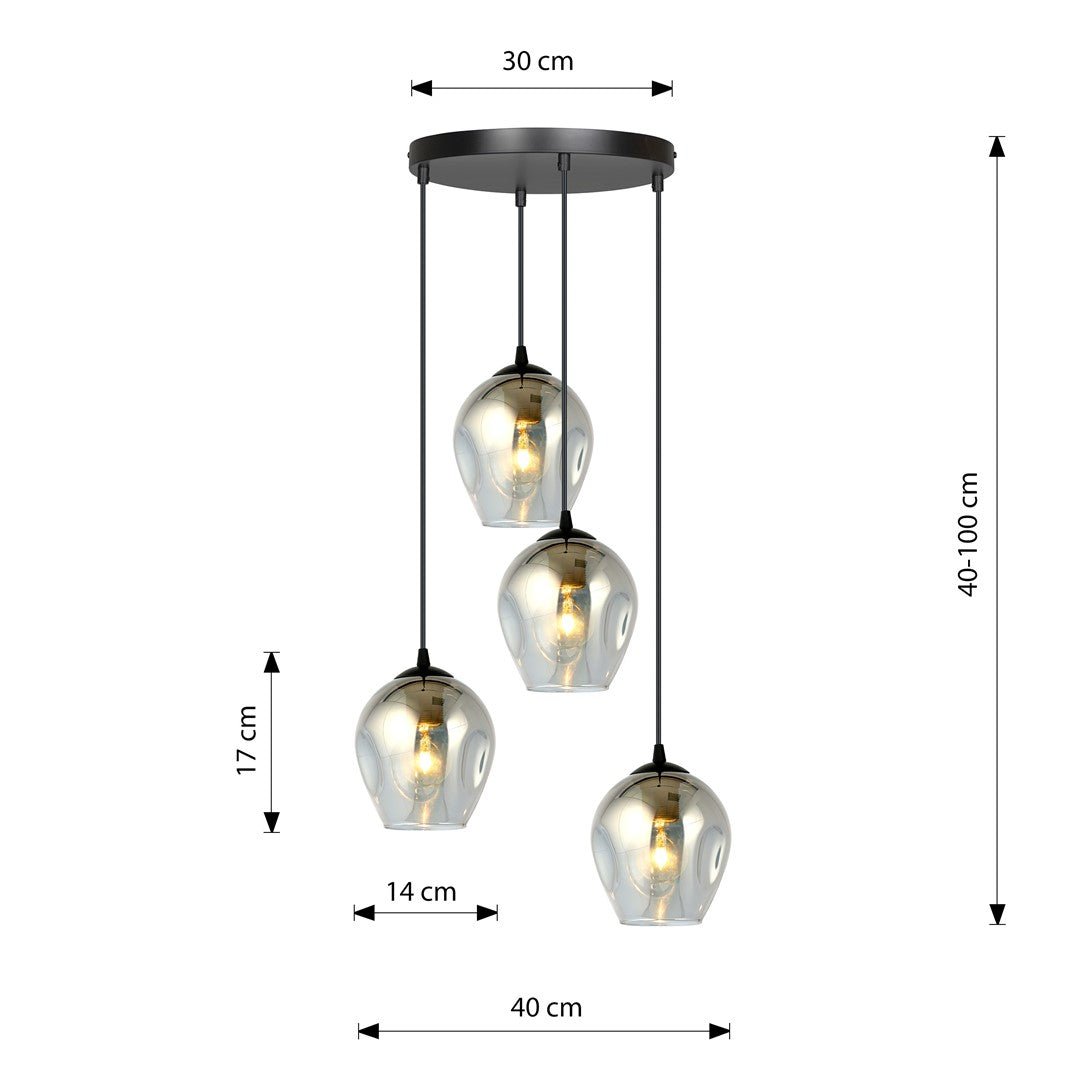 Hängeleuchte Lustre 4 Premium in Schwarz, Graphit, 4-flammig