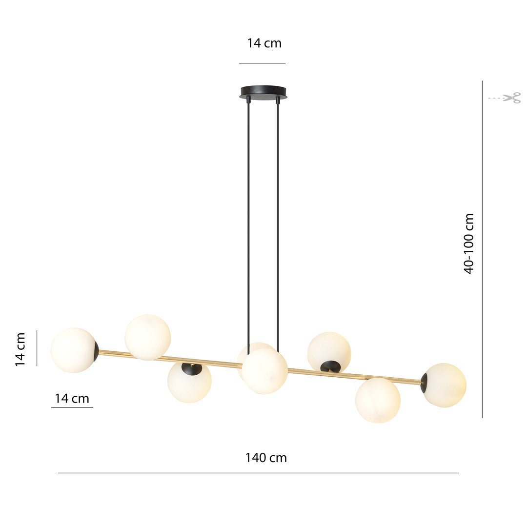 Hängeleuchte Orbit 8 in Schwarz, Gold, Weiß, 8-flammig