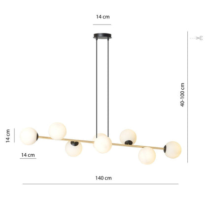 Hängeleuchte Orbit 8 in Schwarz, Gold, Weiß, 8-flammig