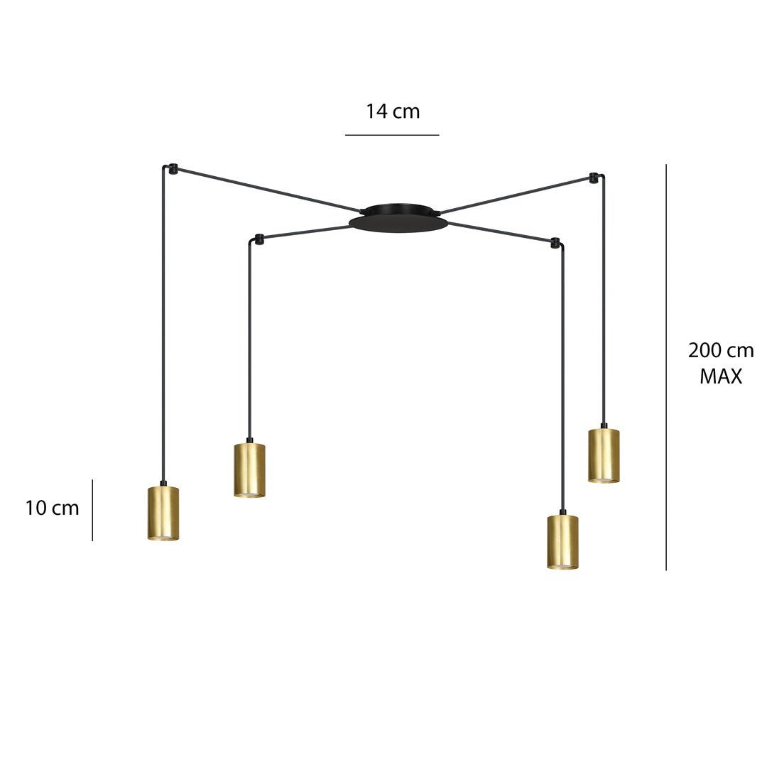 Hängeleuchte Path 4 in Schwarz, Gold, 4-flammig