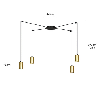 Hängeleuchte Path 4 in Schwarz, Gold, 4-flammig