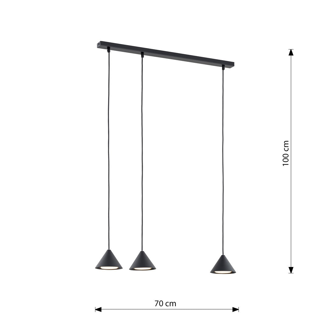 Hängeleuchte Prestige 3 in Schwarz, 3-flammig