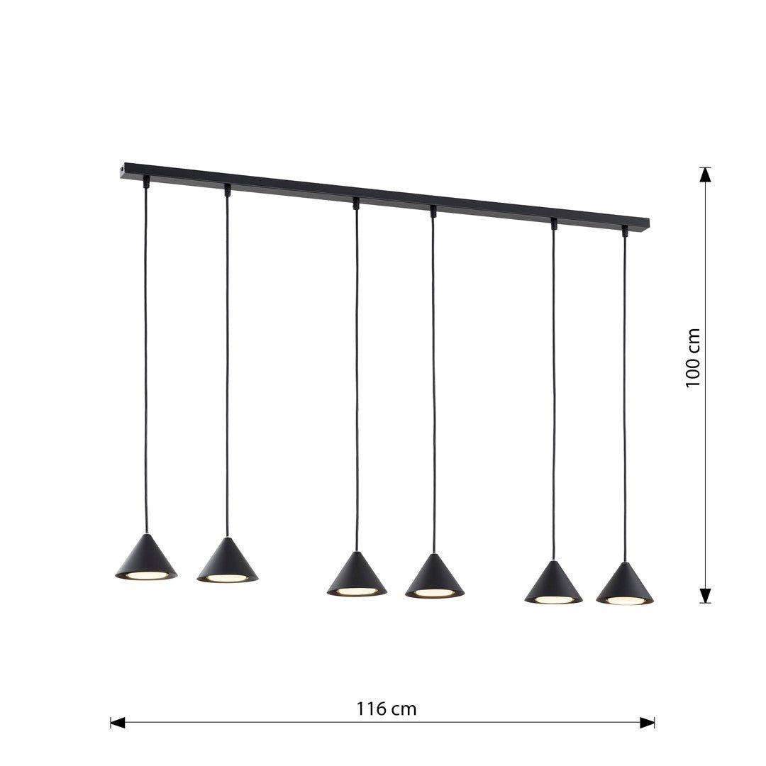 Hängeleuchte Prestige 6 in Schwarz, 6-flammig