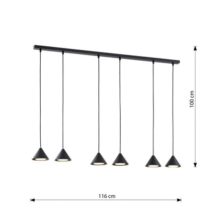 Hängeleuchte Prestige 6 in Schwarz, 6-flammig