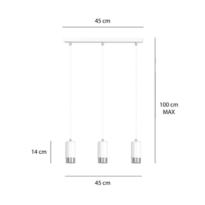 Hängeleuchte Serene 3 in Weiß, Silber, 3-flammig