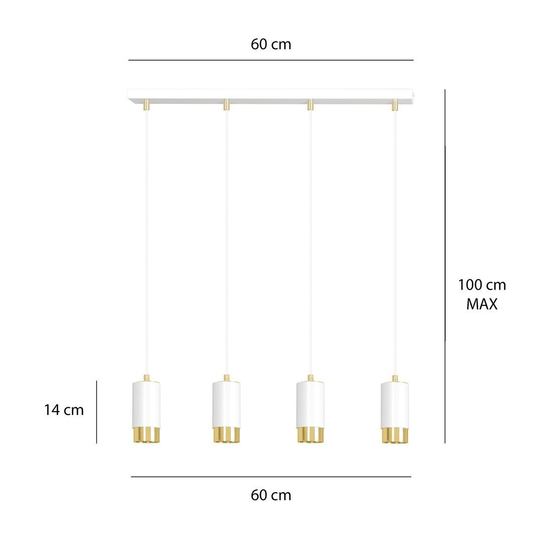 Hängeleuchte Serene 4 in Weiß, Gold, 4-flammig