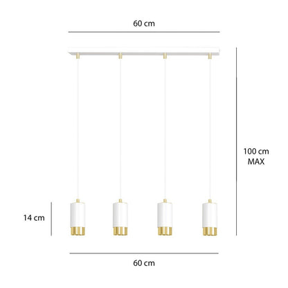 Hängeleuchte Serene 4 in Weiß, Gold, 4-flammig