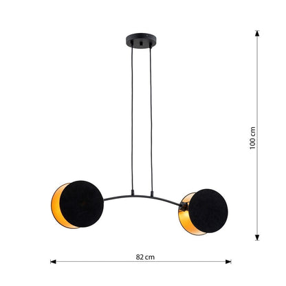 Hängeleuchte Simbol 2 in Schwarz, Gold, 2-flammig