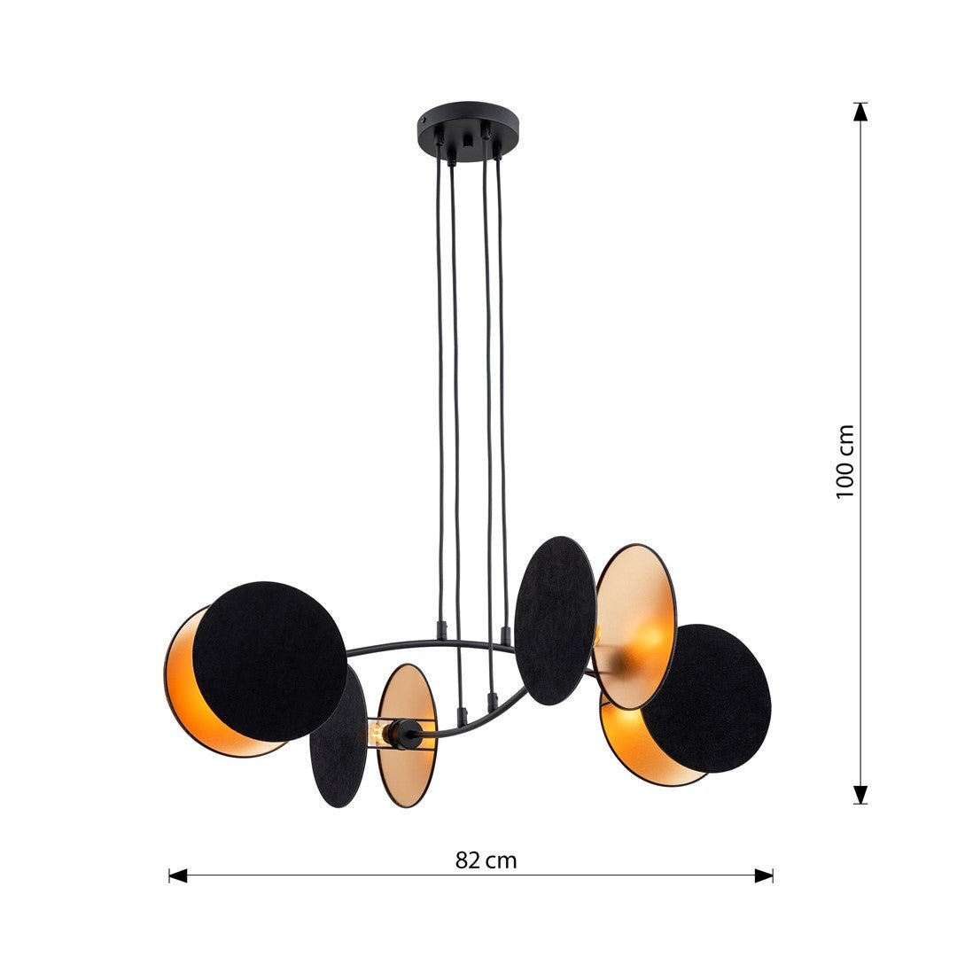 Hängeleuchte Simbol 4 in Schwarz, Gold, 4-flammig