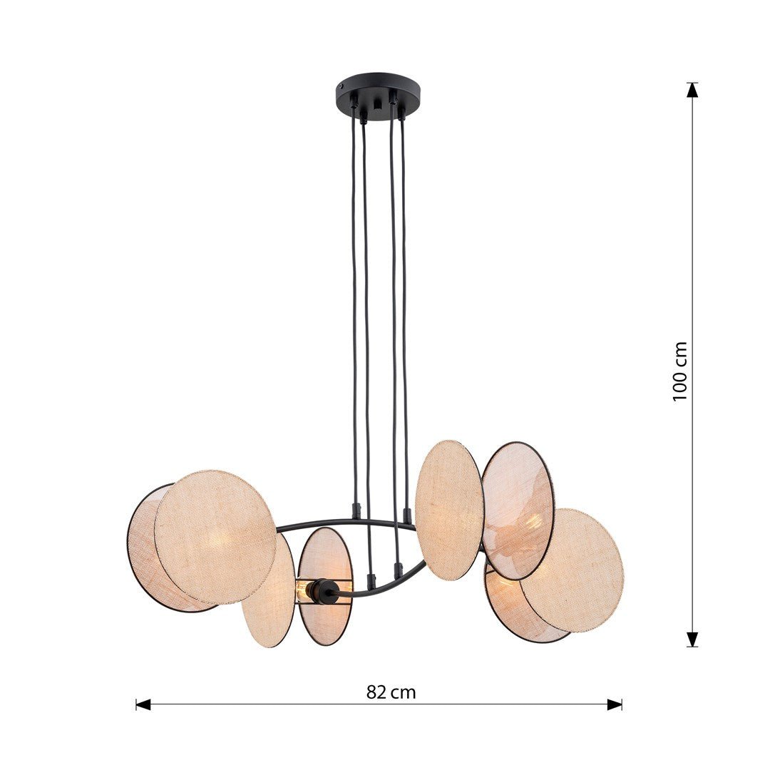 Hängeleuchte Simbol 4 in Schwarz, Beige, 4-flammig