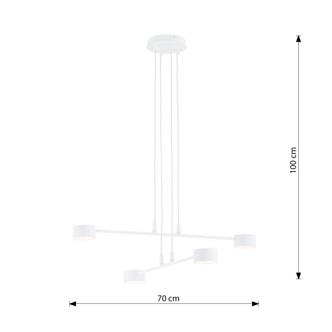 Hängeleuchte Soluna 4 in Weiß, 5-flammig