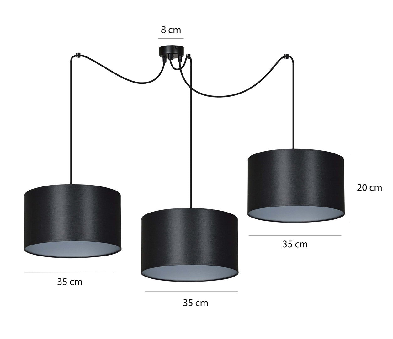 Hängeleuchte Spin 3 in Schwarz, Silber, 3-flammig