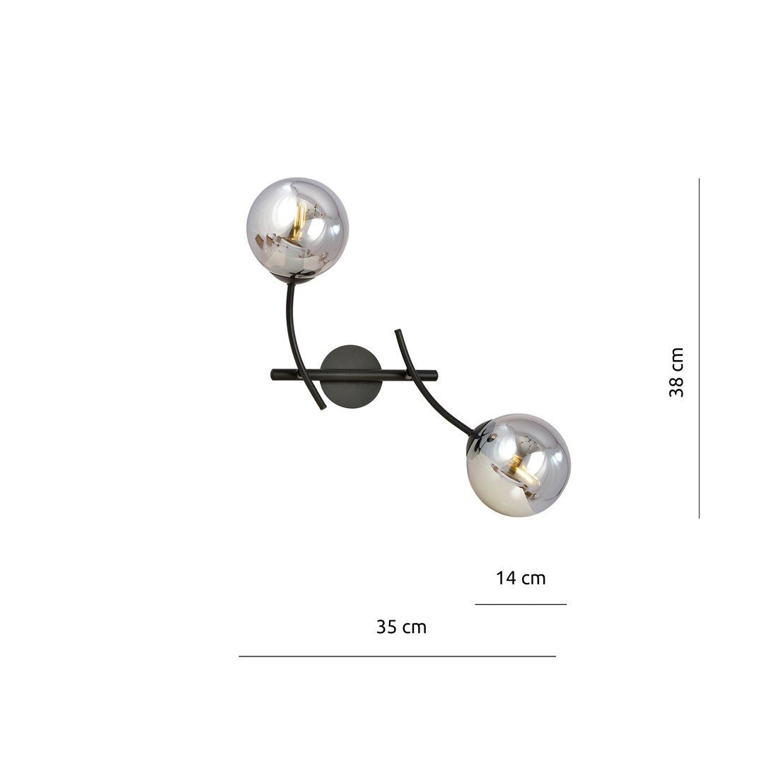 Wandleuchte Props K2 in Schwarz, Graphit, 2-flammig