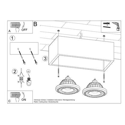 Deckenleuchte QUATRO 2 Beton