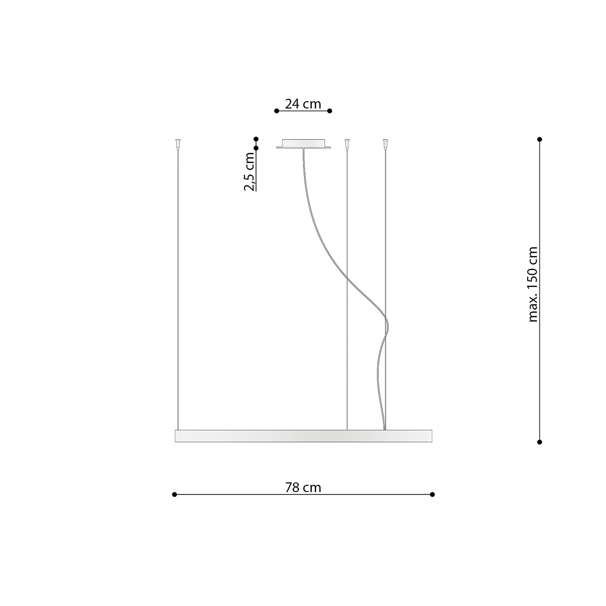 Kronleuchter RIO 78 schwarz 3000K