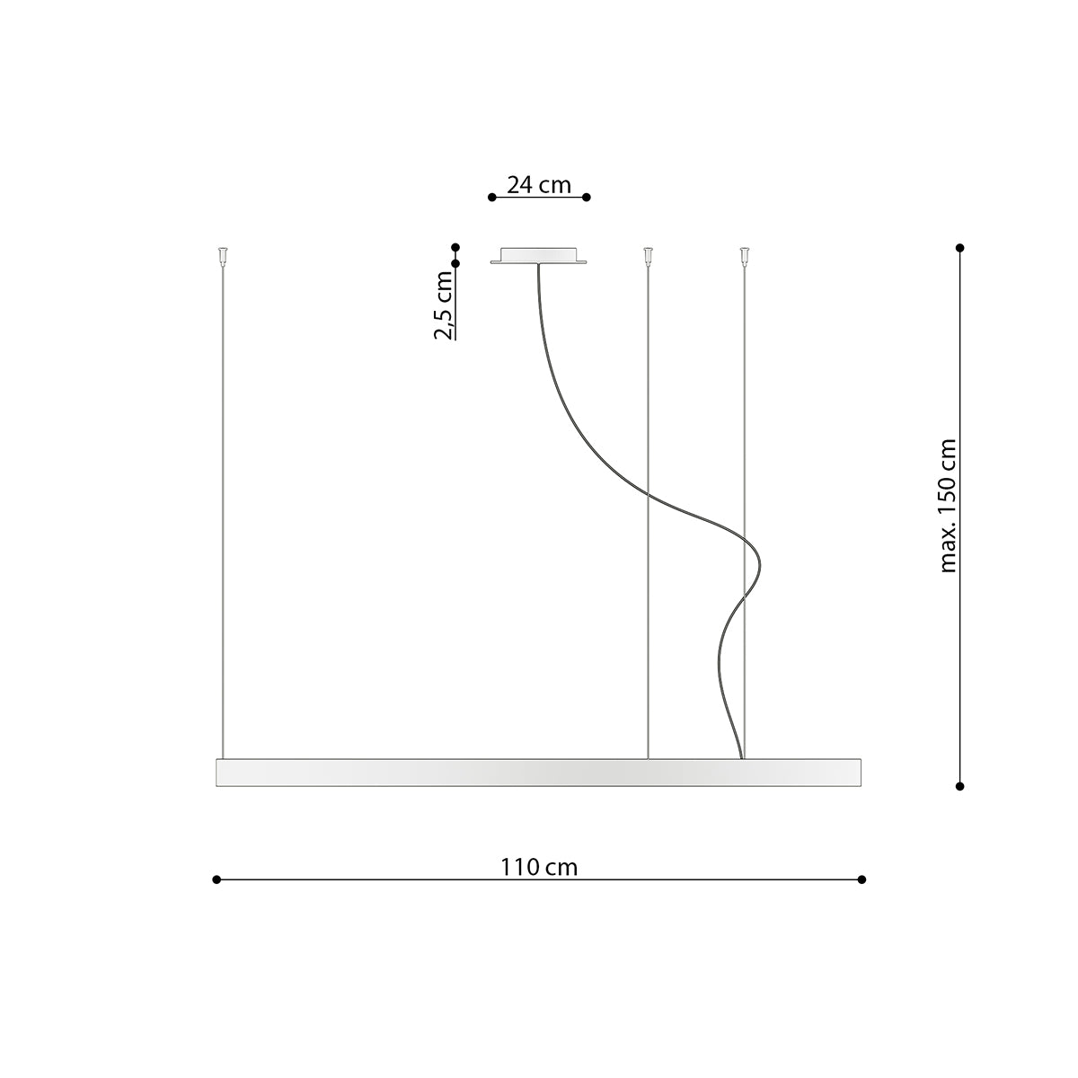 Kronleuchter RIO 110 schwarz 3000K